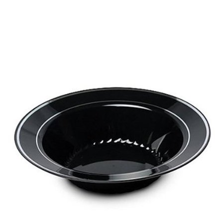 FINELINE SETTINGS Black and Silver 12 oz. Round Soup Bowl 512-BKS